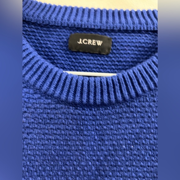 15. J. Crew Mens Blue Cotton Crewneck Sweater Moss Stitch Pullover - Picture 10 of 12